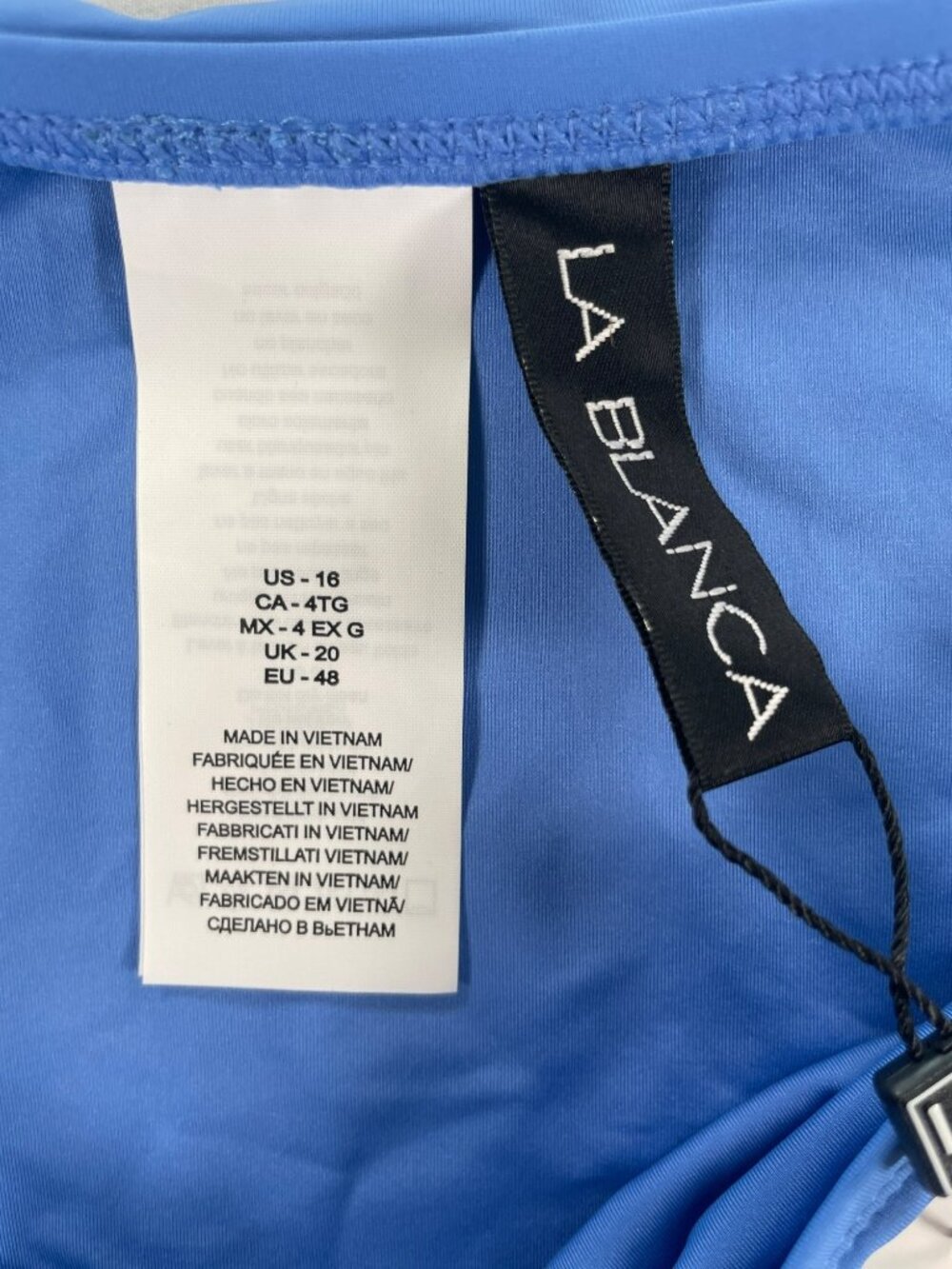 La Blanca Chambray Bikini Bottom Side Ties UPF 50+ Nylon Blend Women's Sz 16 NEW - Picture 4 of 6